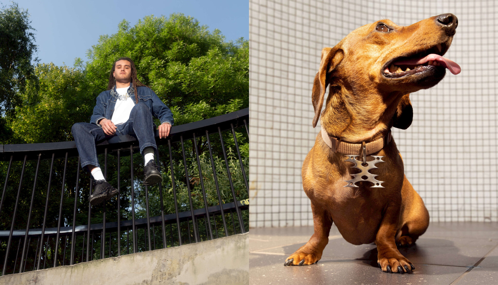 Sharpix specimen belt and pendant, made out of aluminum. Model: Mali and Bandido, picture by J+F